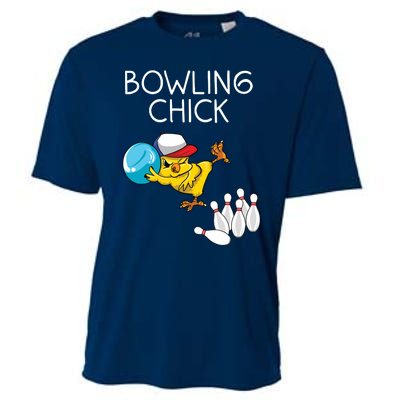 Funny Bowling Gift Women Cute Bowling Chick Sports Athlete Cooling Performance Crew T-Shirt