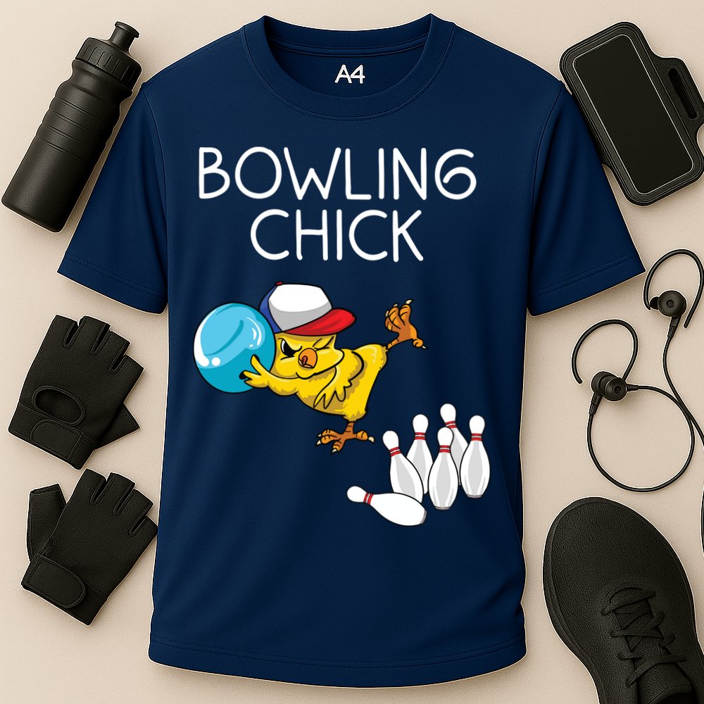 Funny Bowling Gift Women Cute Bowling Chick Sports Athlete Cooling Performance Crew T-Shirt