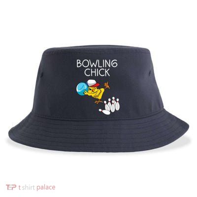 Funny Bowling Gift Women Cute Bowling Chick Sports Athlete Sustainable Bucket Hat