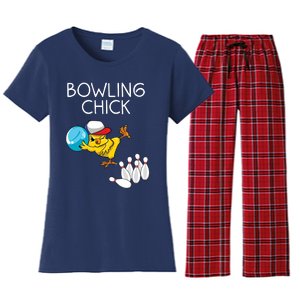 Funny Bowling Gift Women Cute Bowling Chick Sports Athlete Women's Flannel Pajama Set