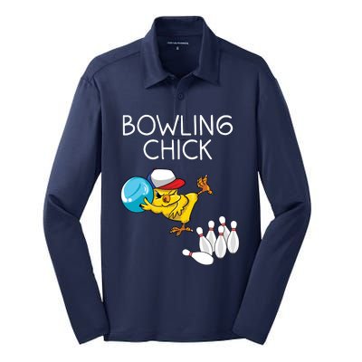 Funny Bowling Gift Women Cute Bowling Chick Sports Athlete Silk Touch Performance Long Sleeve Polo