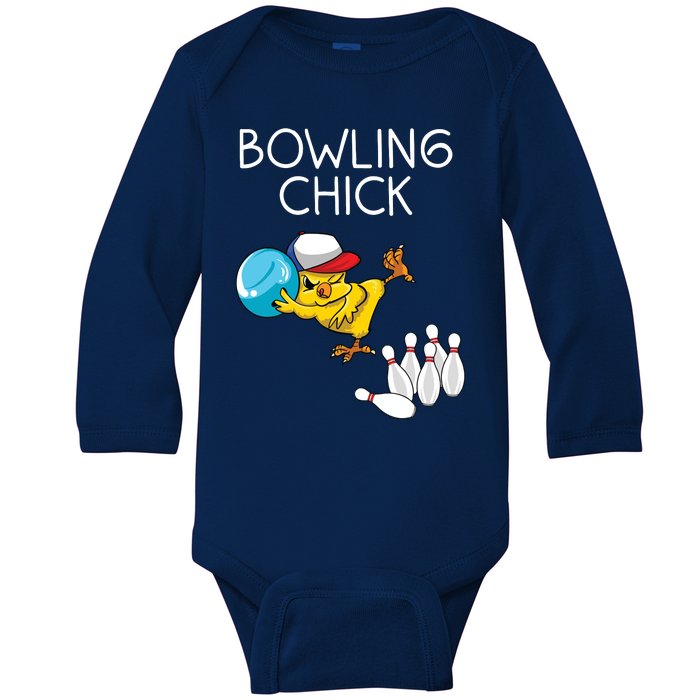 Funny Bowling Gift Women Cute Bowling Chick Sports Athlete Baby Long Sleeve Bodysuit