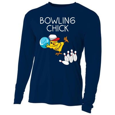 Funny Bowling Gift Women Cute Bowling Chick Sports Athlete Cooling Performance Long Sleeve Crew