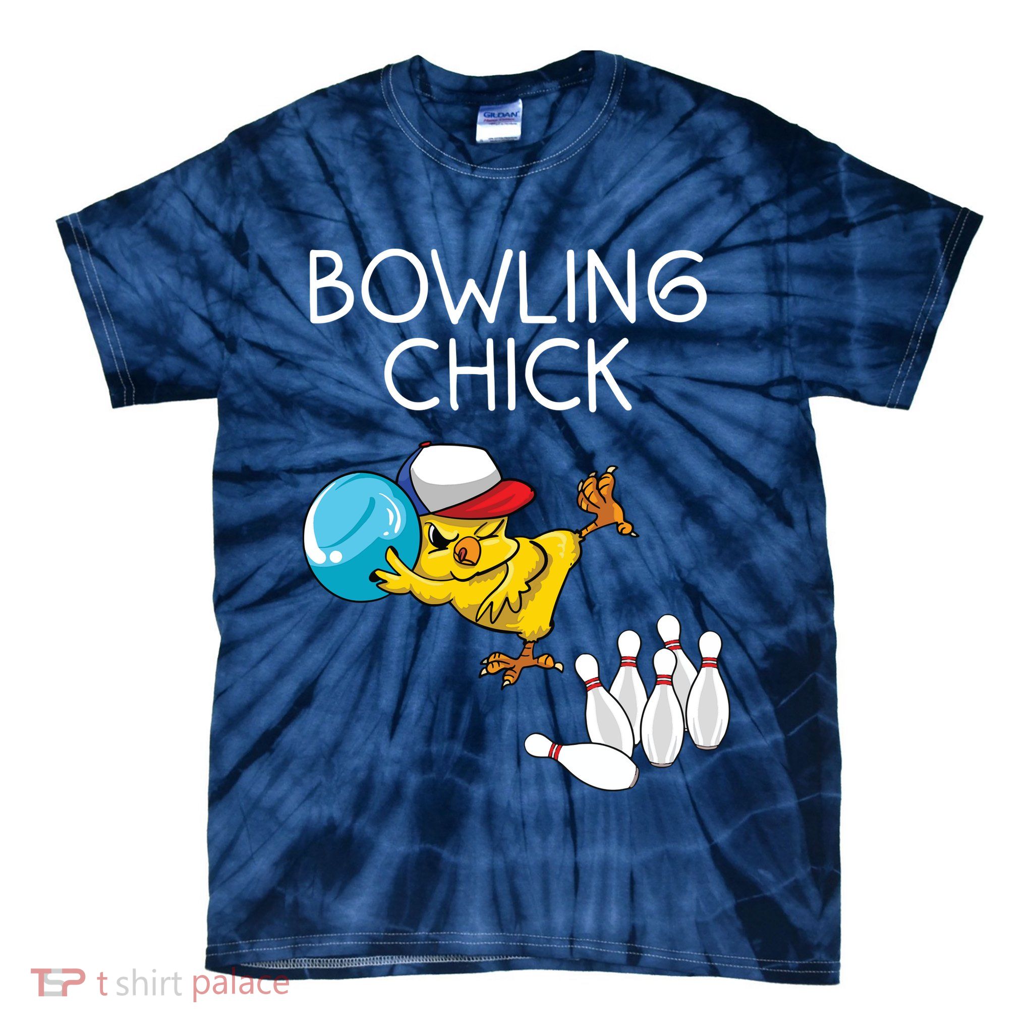 Funny Bowling Gift Women Cute Bowling Chick Sports Athlete Tie-Dye T-Shirt
