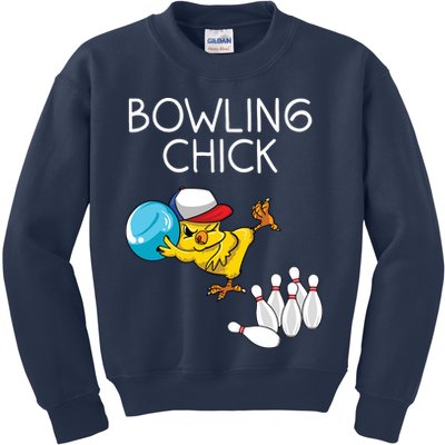 Funny Bowling Gift Women Cute Bowling Chick Sports Athlete Kids Sweatshirt