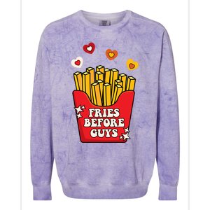 Fries Before Guys: Valentines Present Girls Dating Gift Colorblast Crewneck Sweatshirt