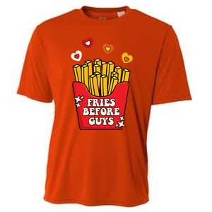 Fries Before Guys: Valentines Present Girls Dating Gift Cooling Performance Crew T-Shirt