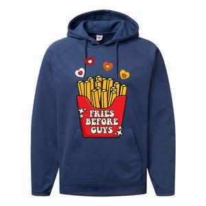 Fries Before Guys: Valentines Present Girls Dating Gift Performance Fleece Hoodie