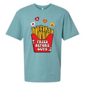 Fries Before Guys: Valentines Present Girls Dating Gift Sueded Cloud Jersey T-Shirt