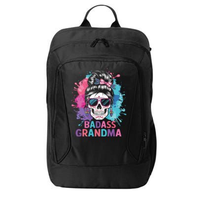 Funny Badass Grandma Messy Bun Skull For Grandmother Gift City Backpack