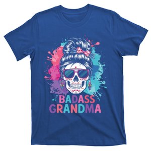 Funny Badass Grandma Messy Bun Skull For Grandmother Gift T-Shirt