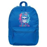 Funny Badass Grandma Messy Bun Skull For Grandmother Gift 16 in Basic Backpack