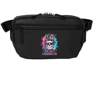 Funny Badass Grandma Messy Bun Skull For Grandmother Gift Crossbody Pack