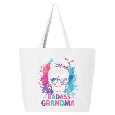 Funny Badass Grandma Messy Bun Skull For Grandmother Gift 25L Jumbo Tote