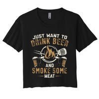 Funny BBQ Grill Chef Grilling Master Barbecue Lover BBQ Women's Crop Top Tee