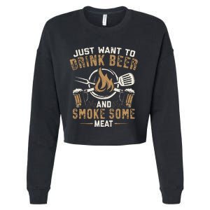 Funny BBQ Grill Chef Grilling Master Barbecue Lover BBQ Cropped Pullover Crew