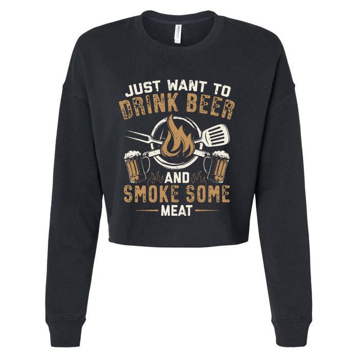 Funny BBQ Grill Chef Grilling Master Barbecue Lover BBQ Cropped Pullover Crew