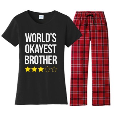 Funny Brother Gift World's Okayest Brother Women's Flannel Pajama Set