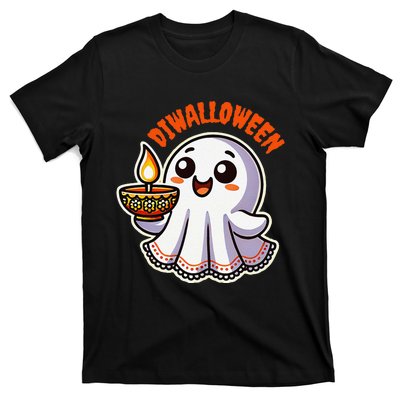 Fun Boo Ghost Lantern Diwali Deepavali Halloween Diwalloween T-Shirt