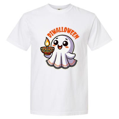 Fun Boo Ghost Lantern Diwali Deepavali Halloween Diwalloween Garment-Dyed Heavyweight T-Shirt