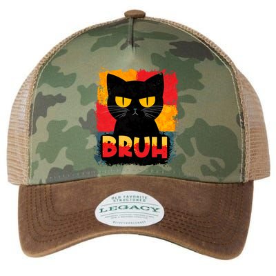 Funny Bruh Grumpy Black Cat Legacy Tie Dye Trucker Hat