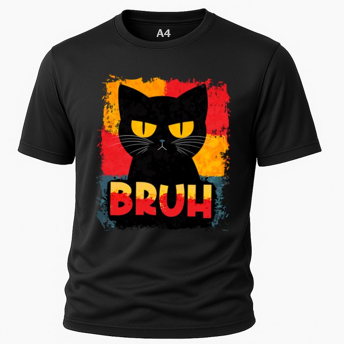 Funny Bruh Grumpy Black Cat Performance Shirt