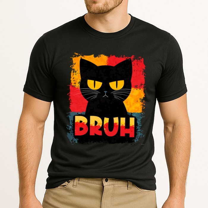 Funny Bruh Grumpy Black Cat Performance Shirt