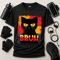 Funny Bruh Grumpy Black Cat Performance Shirt