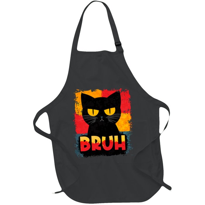 Funny Bruh Grumpy Black Cat Apron
