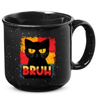 Funny Bruh Grumpy Black Cat 15oz Campfire Ceramic Mug