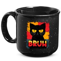 Funny Bruh Grumpy Black Cat 15oz Campfire Ceramic Mug