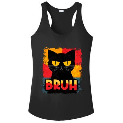Funny Bruh Grumpy Black Cat Ladies PosiCharge Competitor Racerback Tank