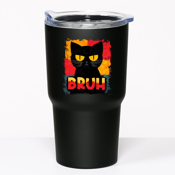 Funny Bruh Grumpy Black Cat Tumbler