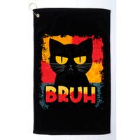 Funny Bruh Grumpy Black Cat Golf Towel
