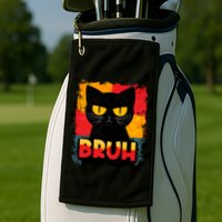 Funny Bruh Grumpy Black Cat Golf Towel