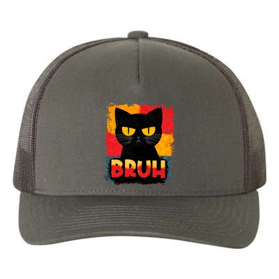 Funny Bruh Grumpy Black Cat Yupoong Adult 5-Panel Trucker Hat