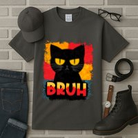 Funny Bruh Grumpy Black Cat Tall T-Shirt