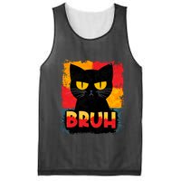 Funny Bruh Grumpy Black Cat Mesh Reversible Basketball Jersey Tank