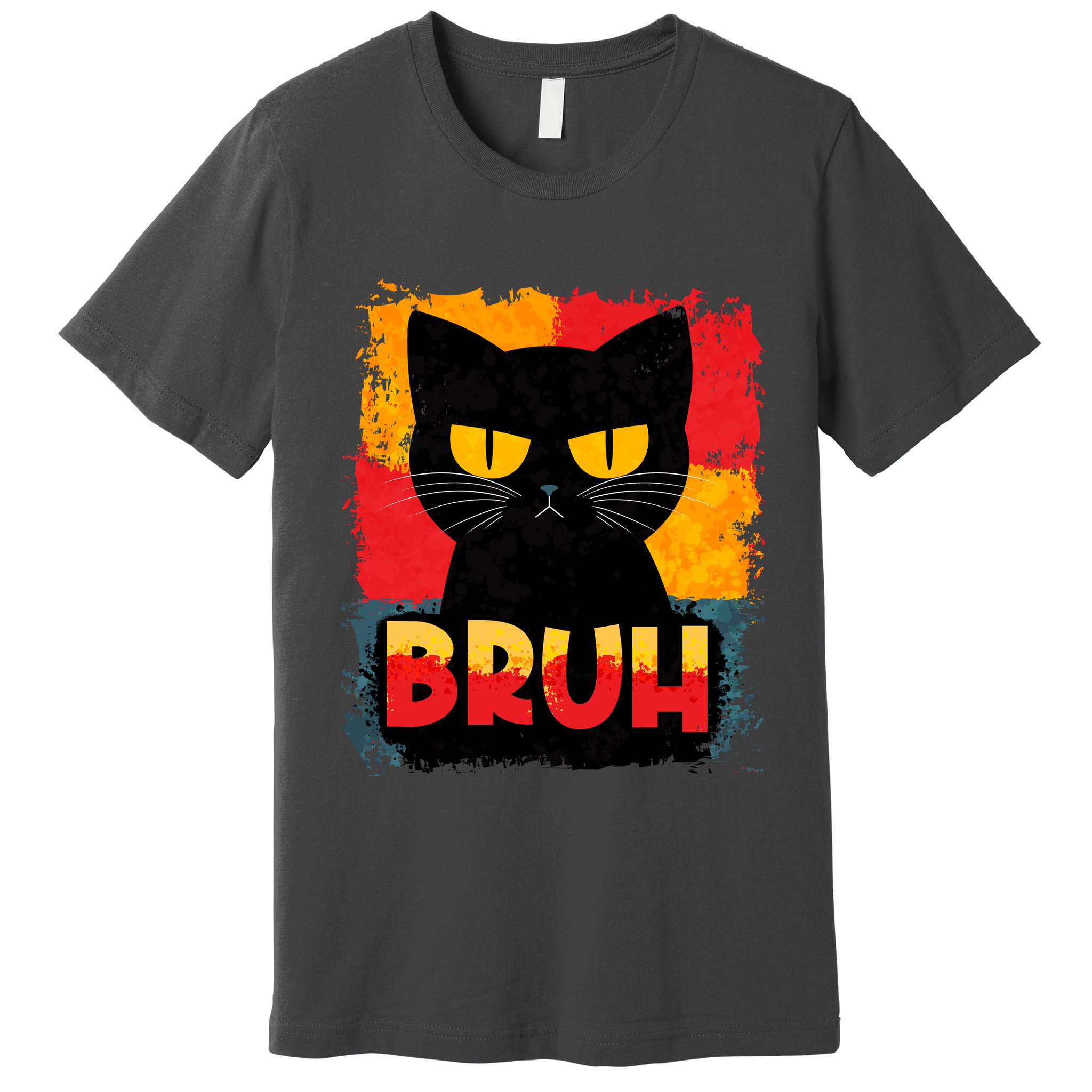 Funny Bruh Grumpy Black Cat Premium T-Shirt