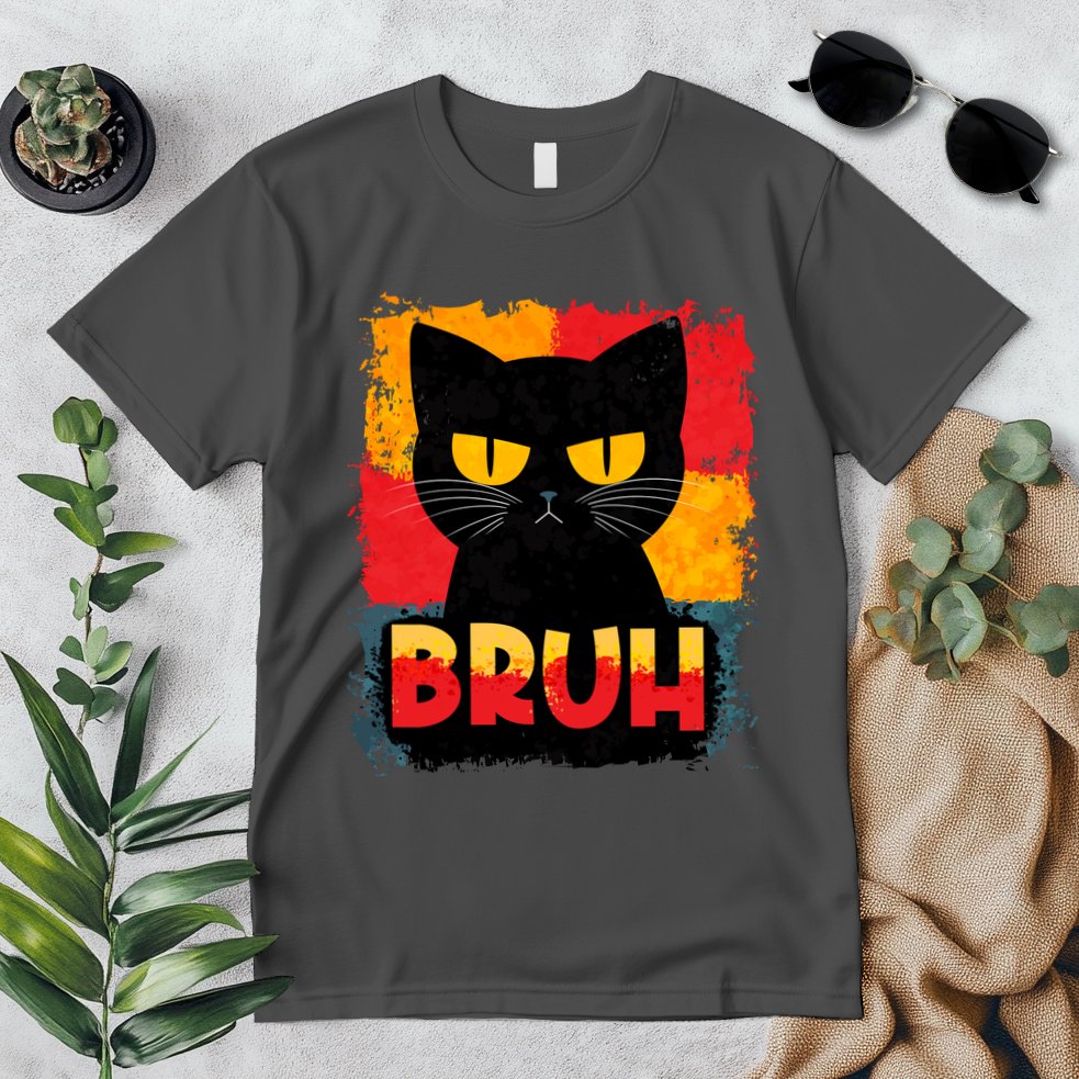 Funny Bruh Grumpy Black Cat Premium T-Shirt