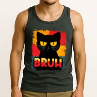 Funny Bruh Grumpy Black Cat Tank Top