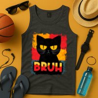 Funny Bruh Grumpy Black Cat Tank Top