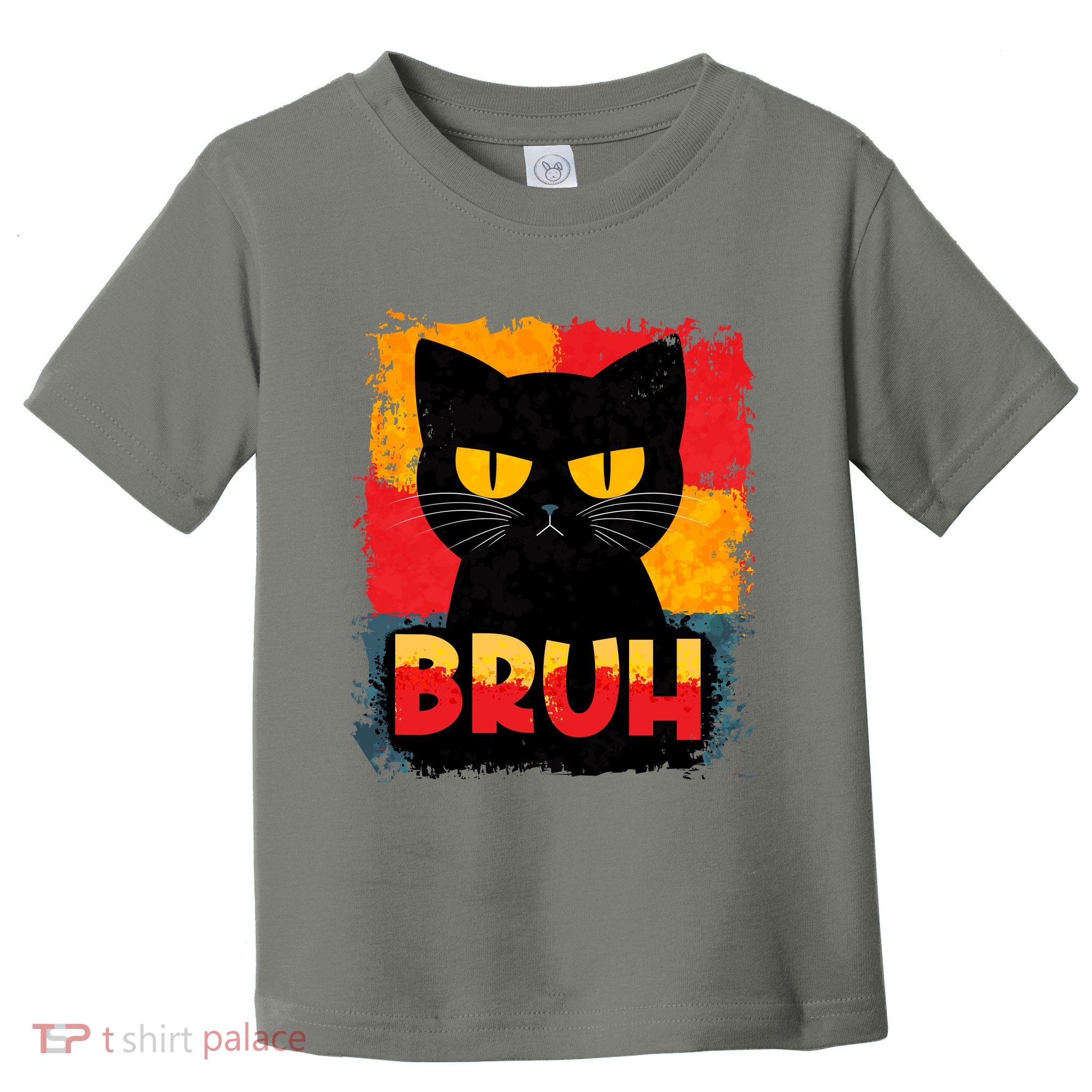 Funny Bruh Grumpy Black Cat Toddler T-Shirt