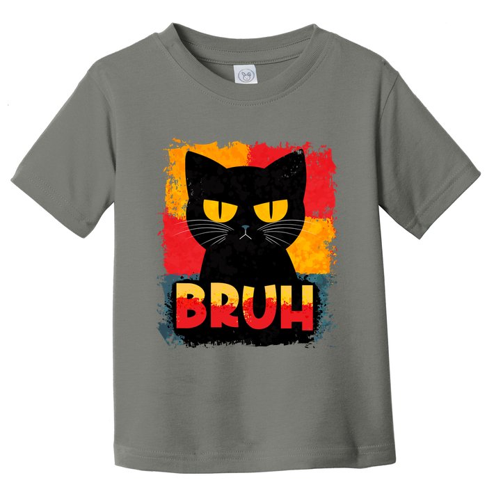 Funny Bruh Grumpy Black Cat Toddler T-Shirt