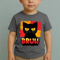 Funny Bruh Grumpy Black Cat Toddler T-Shirt