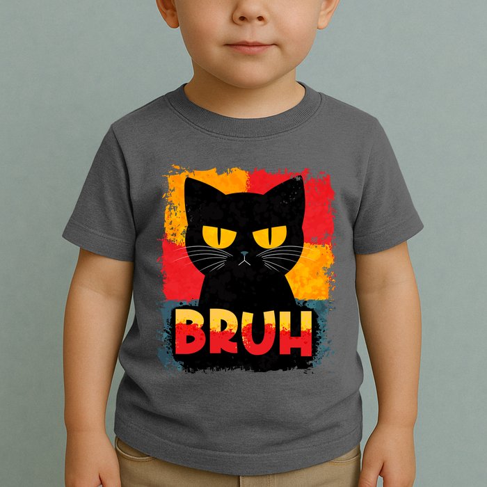 Funny Bruh Grumpy Black Cat Toddler T-Shirt