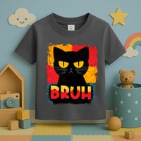 Funny Bruh Grumpy Black Cat Toddler T-Shirt