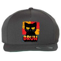 Funny Bruh Grumpy Black Cat Wool Snapback Cap