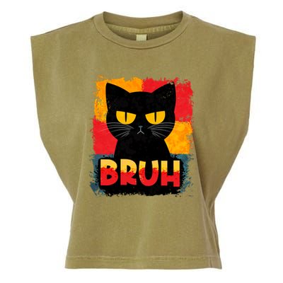 Funny Bruh Grumpy Black Cat Garment-Dyed Women's Muscle Tee