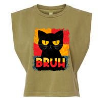 Funny Bruh Grumpy Black Cat Garment-Dyed Women's Muscle Tee